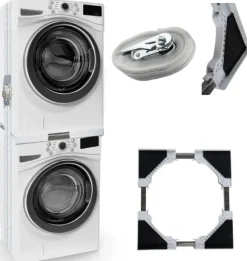 Tvättmaskinanslutningsmodul - Kopplingsstycke - Space -sparande med spänningsbälte | Innehållsuppsättning: Justerbar