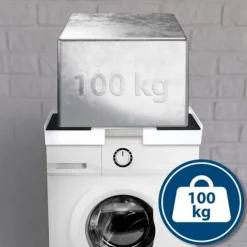 Tvättmaskinanslutningsmodul - Kopplingsstycke - Space -sparande med spänningsbälte | Innehållsuppsättning: Justerbar