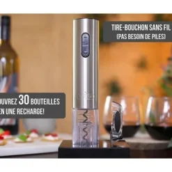 Twinz’up sladdlös elektrisk korkskruv - Box med folieskärare och laddningsbas - Andra generationens batteri - Ca