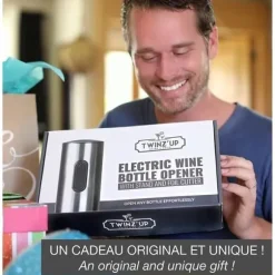 Twinz’up sladdlös elektrisk korkskruv - Box med folieskärare och laddningsbas - Andra generationens batteri - Ca