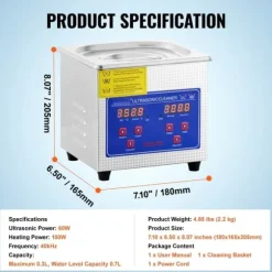Ultraljudsrenare 1,3 l professionell med digital ultraljudsdisplay