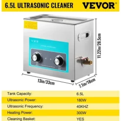 Ultraljudsrenare, bärbar design, hushållsapparat, 6,5 L