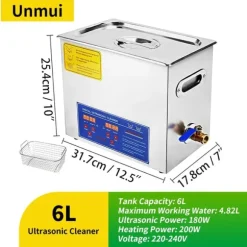 Ultraljudsrengörare, Digital Kontroll, Mångsidiga Tillämpningar,6L-180W-220V, EU