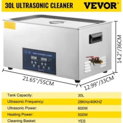 Ultraljudsrengörare, Dubbel Frekvens, Justerbar Uppvärmning,30 L Tank