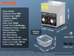 Ultraljudsrengörare, flera kapacitetsalternativ, effektiv värmesystem,2L