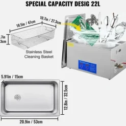 Ultraljudsrengörare, Hög Effekt 240W-600W, Stor Kapacitet Upp till 30L,22L JPS-80A