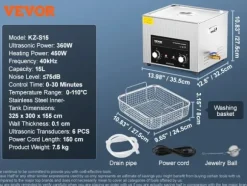 Ultraljudsrengörare, Justerbar Temperatur, Kraftfull Rengöringsåtgärd,15L