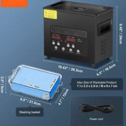 Ultraljudsrengörare 3L, Rengöringsmaskin, med korgvärmare och timer 120W