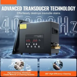 Ultraljudsrengörare 6L, Rengöringsmaskin med Korgvärmare och Timer, 180W Effekt