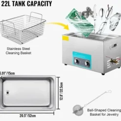 Ultraljudsrengörare 22L rostfritt stål med värmare och timer
