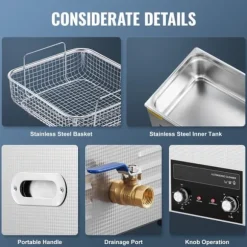 Ultraljudsrengörare 15L, värmetimer, digital ljudmaskin, effektiv rengöring, användarvänlig design, för hem och verkstad