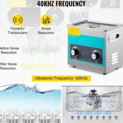 Ultraljudsrengörare 3L 24x14x10 cm rostfritt stål, rengöringsapparat