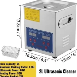 Ultraljudsrengörare, rostfritt stål, effektiv ultraljudsrengöring,2L