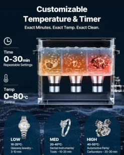 Ultraljudstvätt 10 L - Ultraljudsrengörare - 40 kHz - 180 W - Digital Display - Rengöringskorg - Rostfritt Stål