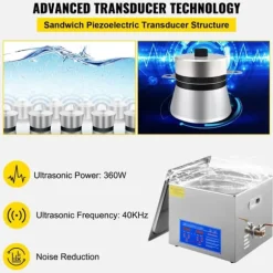 Ultraljudstvätt, 15L kapacitet, digital timer, rostfritt stål konstruktion