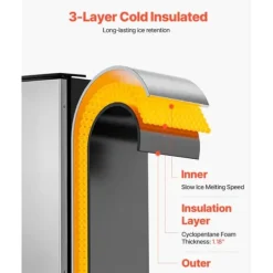 Underbänk Ismaskin, 36 Kg/dag, Inbyggd med Vändbar Dörr