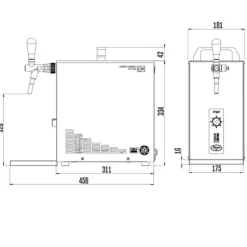 Underräknare komplett set, Öltapp, PYGMY 25 LE, 1-sidigt torrkylare, 30 liter / h, inkl dispenser, Green Line, KEG:Type M