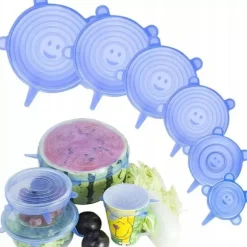 Universella silikonlock set – 6 delar | Flera storlekar | Fryssäkra & mikrovågssäkra | Återanvändbara kökslock