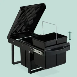 Utdragbar avfallsbehållare, 41,3x34x51,8 cm, Svart