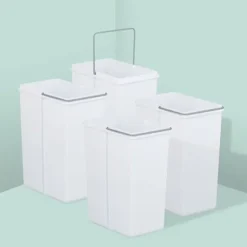 Utdragbar soptunna, 41,3x34x51,8 cm, Vit