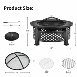 Uteliv Eldstad, 81x48x3 cm, Svart