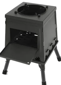 Utomhus Vedspis, Bärbar Design, Effektiv Värmeledning,svart