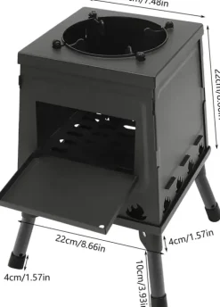 Utomhus Vedspis, Bärbar Design, Effektiv Värmeledning,svart