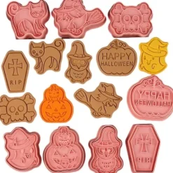 Utstickare med stämpel HALLOWEEN PUMPA KATT HÄXA wz1 8 st