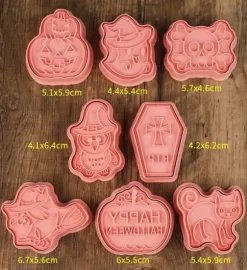 Utstickare med stämpel HALLOWEEN PUMPA KATT HÄXA wz1 8 st