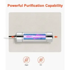UV-vattenrenare - UV-vattenfilter - 8 W - 3,8 l/min (1 GPM) - 220 V - Hölje i rostfritt stål - Kvartshylsa - För hela huset