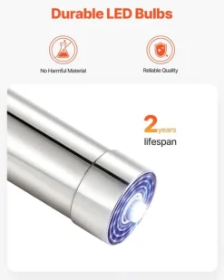 UV-vattenrenare - UV-vattenfilter - 8 W - 3,8 l/min (1 GPM) - 220 V - Hölje i rostfritt stål - Kvartshylsa - För hela huset
