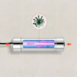 UV-vattenrenare - UV-vattenfilter - 8 W - 3,8 l/min (1 GPM) - 220 V - Hölje i rostfritt stål - Kvartshylsa - För hela huset