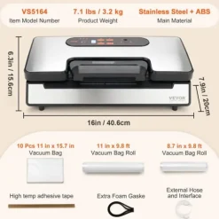 Vakuumförpackare, kraftfull multifunktionell livsmedelsbevarande,30 x 3mm