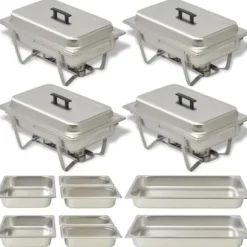 Varmhållningskärl 4-pack i rostfritt stål - Perfekt för catering & fest | Färg: Silver | Storlek: Gastronom