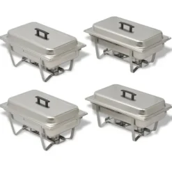 Varmhållningskärl 4-pack i rostfritt stål - Perfekt för catering & fest | Färg: Silver | Storlek: Gastronom