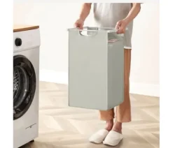 Vasagle tvättkorg, 3-fack tvätthamper, utdragbar och avtagbar 38L, vit