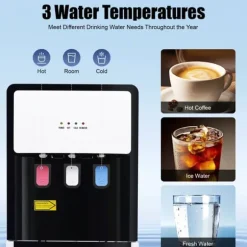 Vattenautomat - Golvstående vattendispenser - Bottenmatad - Kallt 10–15°C, varmt 85–95°C - 500W/90W - 220V - Vit