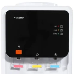 Vattendispenser, bordsmodell, 500W varm och kall, säkerhetslås, enkel användning, för hem/kontor, vit