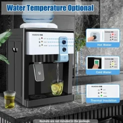 Vattendispenser, toppmatad i rostfritt stål, lila, 3 temperaturer (varmt/kallt/ljummet), 1,2–5 gallon, US/EU-kontakt, Typ 3