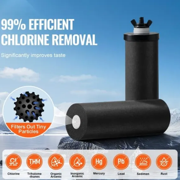 Vattenfilter Bänkskivesystem i Rostfritt Stål 2.25G, 2 Filter, Effektiv Filtrering, Hållbar Design, Gravitation-matat