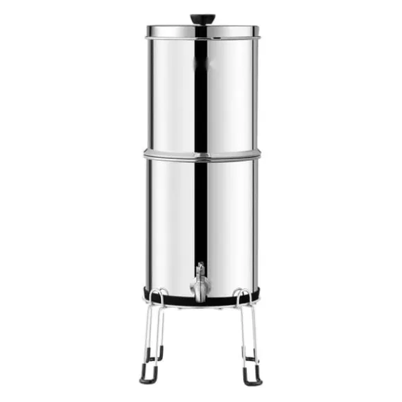 Vattenfilter Bänkskivesystem i Rostfritt Stål 2.25G, 2 Filter, Effektiv Filtrering, Hållbar Design, Gravitation-matat