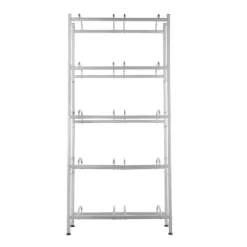 Vattenkannahållare 5-lager, Dubbelrad för 10 flaskor, Silvergrå Plastställ med Stödsystem