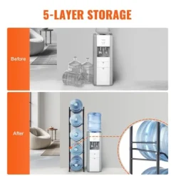 Vattenkannahållare 5-våning, Enkelrads Flaskställ för 5 Flaskor, Svart färg, Hållbar och praktisk design
