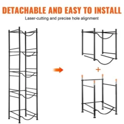 Vattenkannahållare 5-våning, Enkelrads Flaskställ för 5 Flaskor, Svart färg, Hållbar och praktisk design