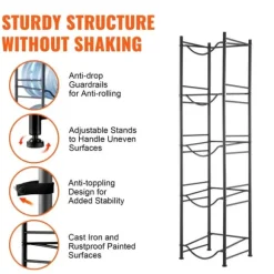 Vattenkannahållare 5-våning, Enkelrads Flaskställ för 5 Flaskor, Svart färg, Hållbar och praktisk design