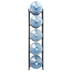 Vattenkannahållare 5-våning, Enkelrads Flaskställ för 5 Flaskor, Svart färg, Hållbar och praktisk design