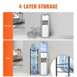 Vattenkannahållare 4-vånings, Enkelrads flaskställ för 4 flaskor, Svart, hållbar design, perfekt för hemmet