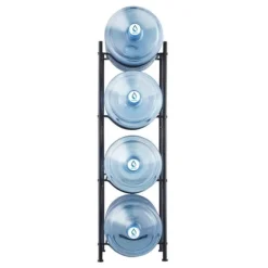 Vattenkannahållare 4-vånings, Enkelrads flaskställ för 4 flaskor, Svart, hållbar design, perfekt för hemmet