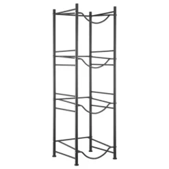 Vattenkannahållare 4-vånings, Enkelrads flaskställ för 4 flaskor, Svart, hållbar design, perfekt för hemmet