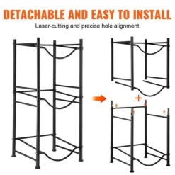 Vattenkannahållare 3-vånings, Enkelrads flaskställ för 3 flaskor, Svart, robust design, utrymmeseffektiv